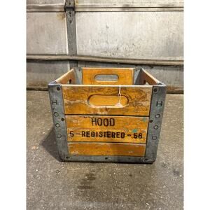 Vintage Hood Milk Crate 1958-Vintage Crate-Wood And Metal Milk Crate
